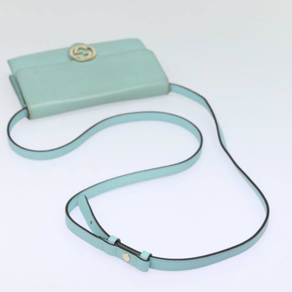 GUCCI Shoulder Wallet Leather Light Blue 369664 Auth mr248 - Picture 7 of 16